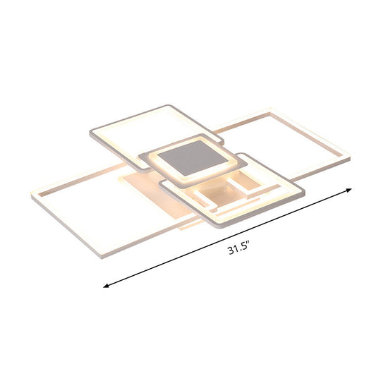 Simple Acrylic Led Flush Mount Ceiling Light Fixture - 21.5’/25.5’/31.5’ Wide White/Coffee