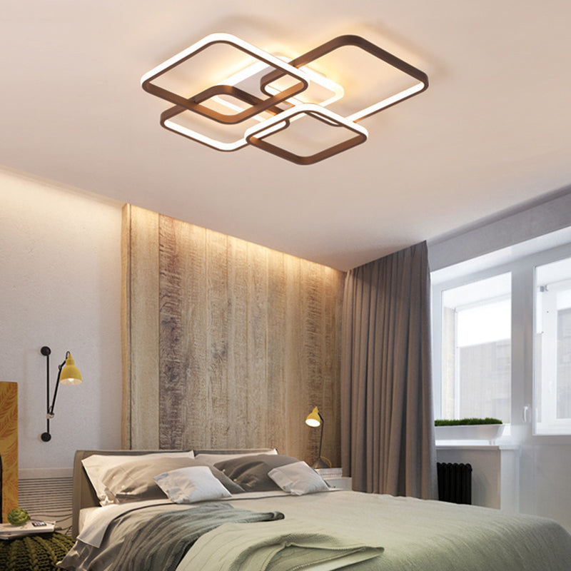 Minimalist Acrylic Flush Light - 4/7 Heads 23.5’/35.5’ Wide Brown Ceiling Lamp In Warm/White