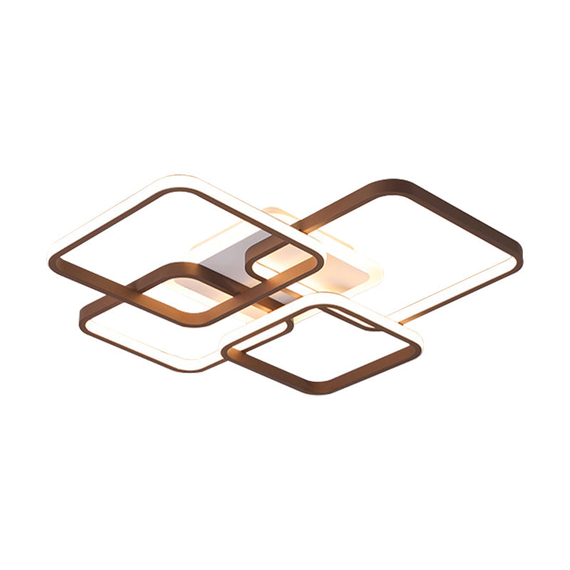 Minimalist Acrylic Flush Light - 4/7 Heads 23.5’/35.5’ Wide Brown Ceiling Lamp In Warm/White