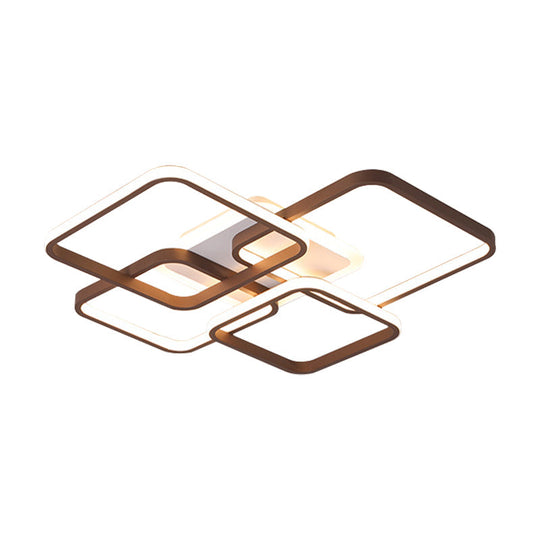 Minimalist Acrylic Flush Light - 4/7 Heads 23.5’/35.5’ Wide Brown Ceiling Lamp In Warm/White