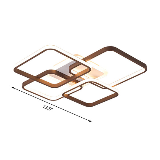Minimalist Acrylic Flush Light - 4/7 Heads 23.5’/35.5’ Wide Brown Ceiling Lamp In Warm/White