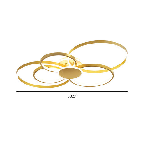 Gold Led Ceiling Fixture With Contemporary Acrylic Design Circular Semi - Flush Mount In Warm/White