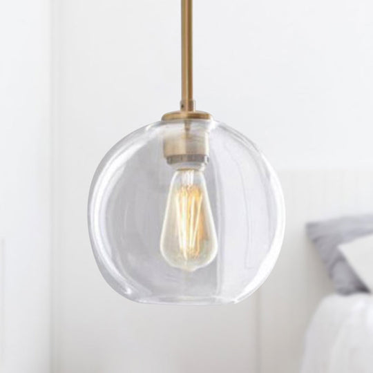 Contemporary Clear Glass Globe Pendant Light - 1 8/10/12 Wide
