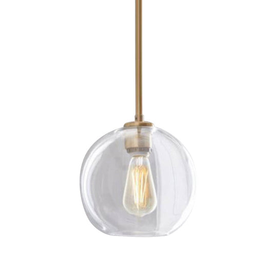 Contemporary Clear Glass Globe Pendant Light - 1 8/10/12 Wide