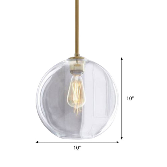 Contemporary Clear Glass Globe Pendant Light - 1 8/10/12 Wide