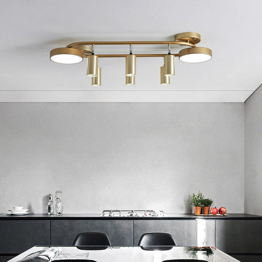Modern Gold 8 - Head Semi Flush Ceiling Light For Dining Room