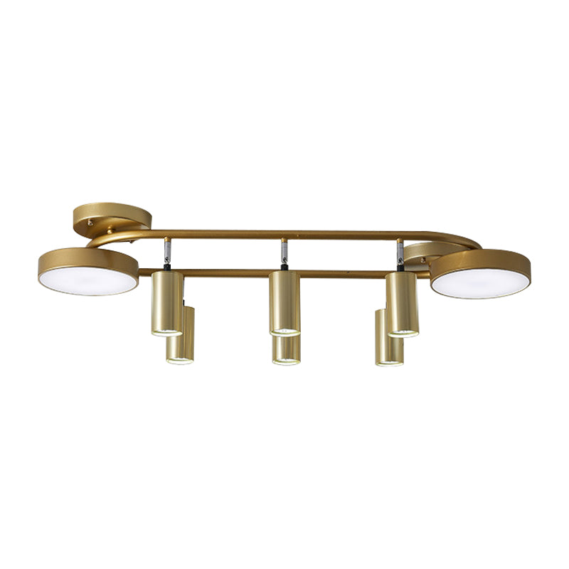 Modern Gold 8 - Head Semi Flush Ceiling Light For Dining Room