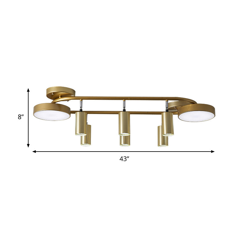 Modern Gold 8 - Head Semi Flush Ceiling Light For Dining Room