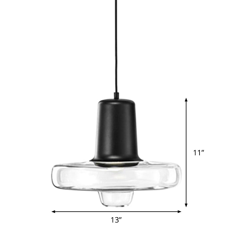 Moderne Pendelleuchte Gyro aus klarem Glas – Schwarz/Champagner/Roségold, 1 Leuchte – 20,3 cm/26,7 cm/33 cm breit
