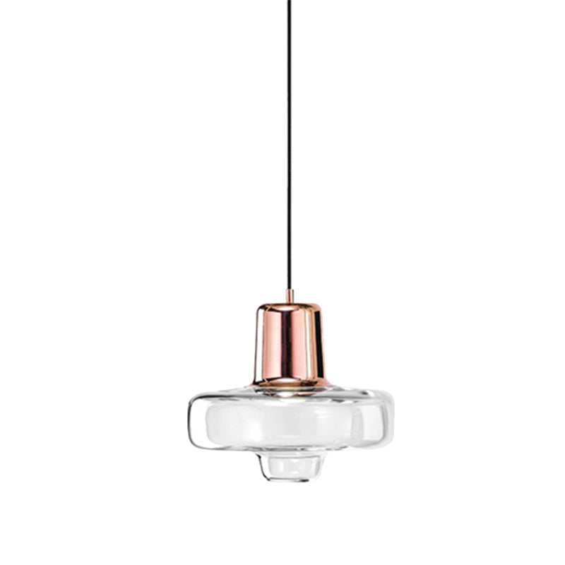 Moderne Pendelleuchte Gyro aus klarem Glas – Schwarz/Champagner/Roségold, 1 Leuchte – 20,3 cm/26,7 cm/33 cm breit