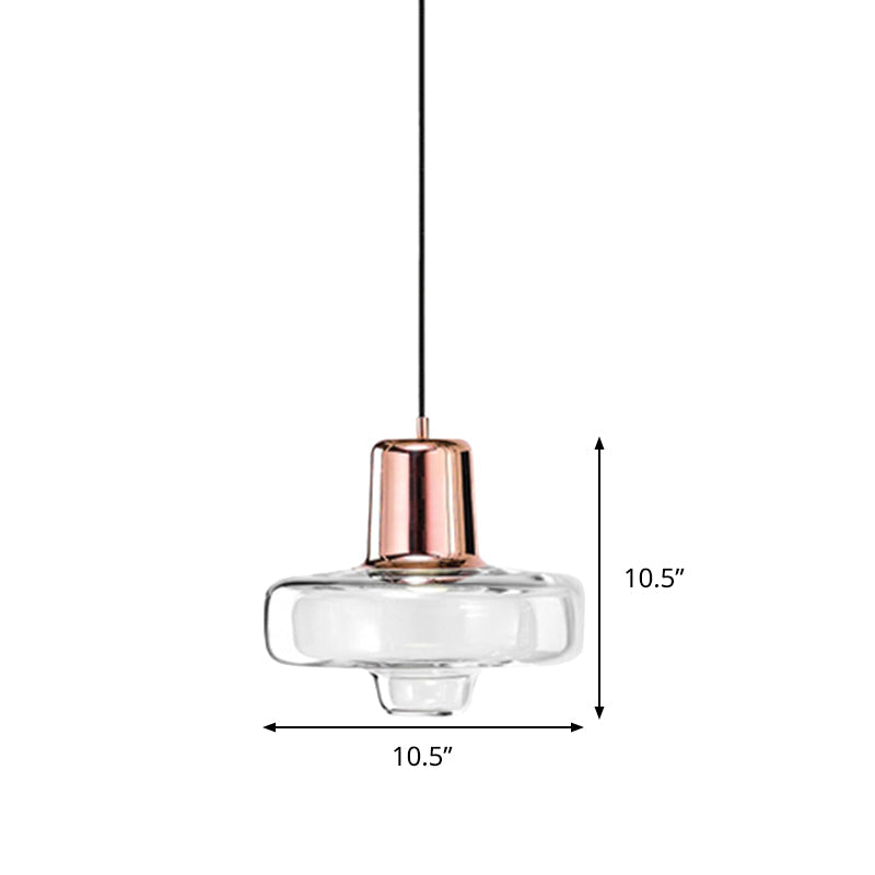 Moderne Pendelleuchte Gyro aus klarem Glas – Schwarz/Champagner/Roségold, 1 Leuchte – 20,3 cm/26,7 cm/33 cm breit