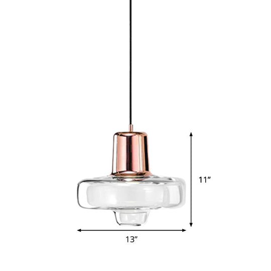 Moderne Pendelleuchte Gyro aus klarem Glas – Schwarz/Champagner/Roségold, 1 Leuchte – 20,3 cm/26,7 cm/33 cm breit