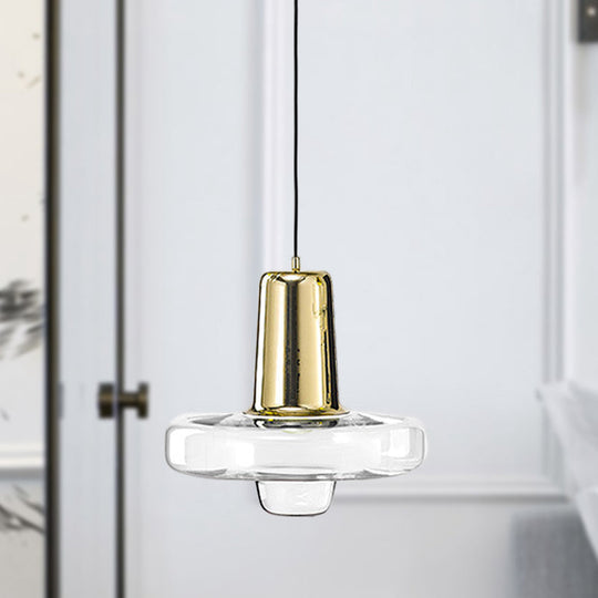 Moderne Pendelleuchte Gyro aus klarem Glas – Schwarz/Champagner/Roségold, 1 Leuchte – 20,3 cm/26,7 cm/33 cm breit