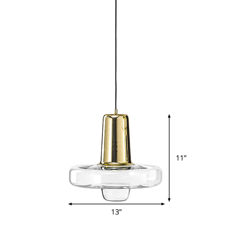 Moderne Pendelleuchte Gyro aus klarem Glas – Schwarz/Champagner/Roségold, 1 Leuchte – 20,3 cm/26,7 cm/33 cm breit