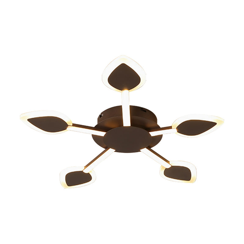 Contemporary Sputnik Flush Light In Brown Acrylic - 5/11 Heads 29.5/45 Wide Warm/White Close To
