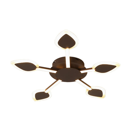 Contemporary Sputnik Flush Light In Brown Acrylic - 5/11 Heads 29.5/45 Wide Warm/White Close To