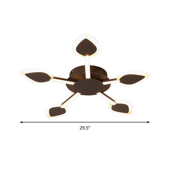 Contemporary Sputnik Flush Light In Brown Acrylic - 5/11 Heads 29.5/45 Wide Warm/White Close To