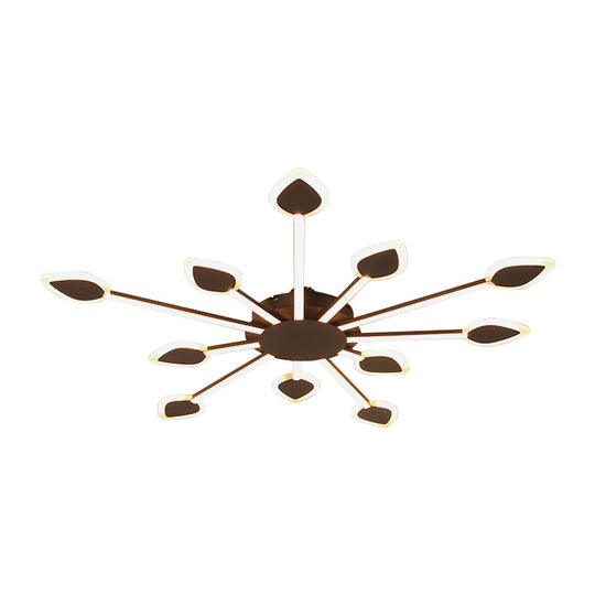 Contemporary Sputnik Flush Light In Brown Acrylic - 5/11 Heads 29.5/45 Wide Warm/White Close To