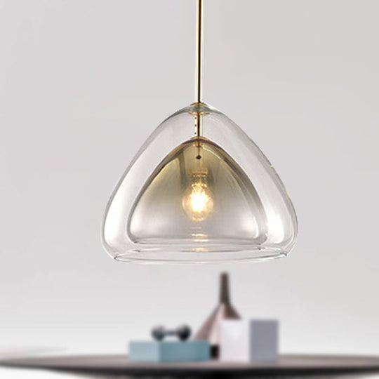 Nordic Double Glass Cone Pendant Light Fixture - 12’’/14’’ Wide Champagne Suspension Champagne / 14’’