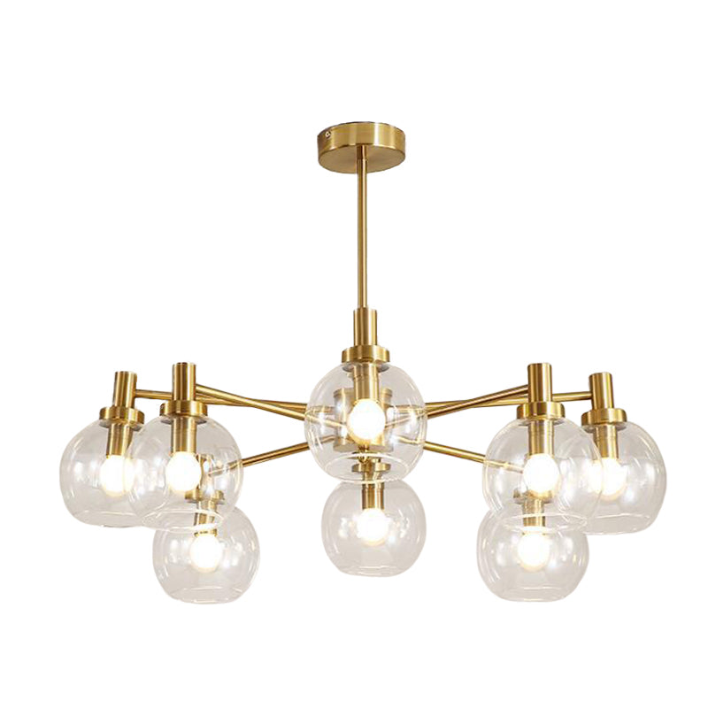Radial Clear Glass Gold Chandelier Light Fixture - Postmodern Hanging With 8/12 Lights