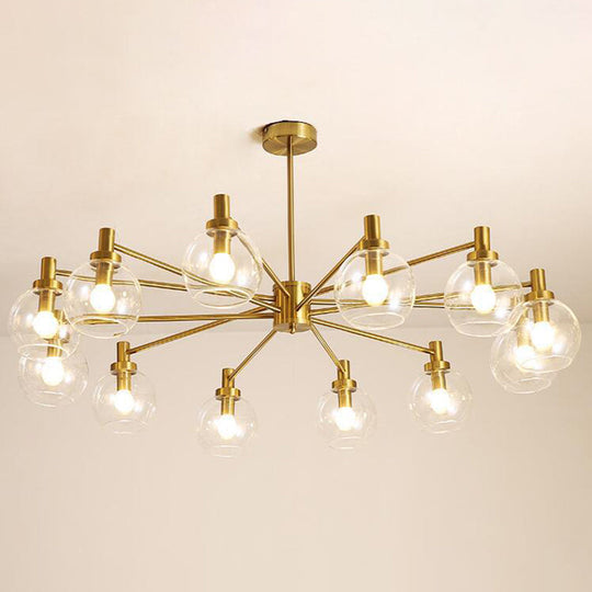 Radial Clear Glass Gold Chandelier Light Fixture - Postmodern Hanging With 8/12 Lights