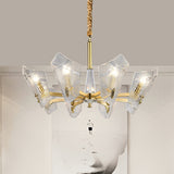 Postmodern Brass Chandelier With Clear Lattice Glass Shield 6/8 Heads Light Fixture 8 /