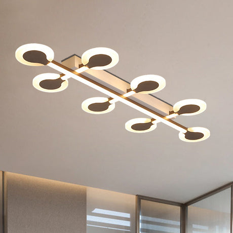 Contemporary Brown Acrylic Flush Mount Ceiling Lamp With Warm/White Light - 8/10/12 Bulbs 31.5/39/47