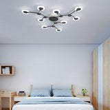 Minimalist Acrylic Flushmount Starburst Ceiling Light Fixture In Warm/White - 33.5/39 Wide Brown