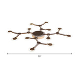 Minimalist Acrylic Flushmount Starburst Ceiling Light Fixture In Warm/White - 33.5/39 Wide Brown