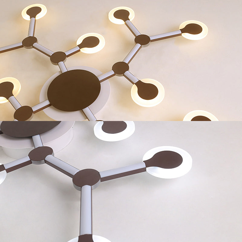 Minimalist Acrylic Flushmount Starburst Ceiling Light Fixture In Warm/White - 33.5/39 Wide Brown