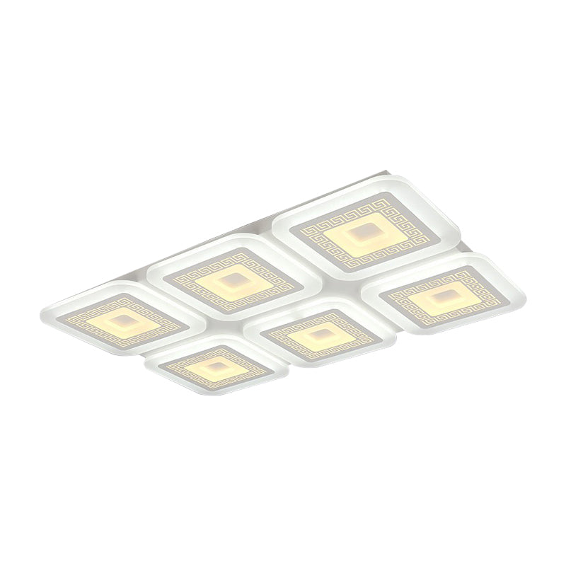 Contemporary Rectangular Ceiling Light With 6 White Bulbs - Perfect For The Living Room