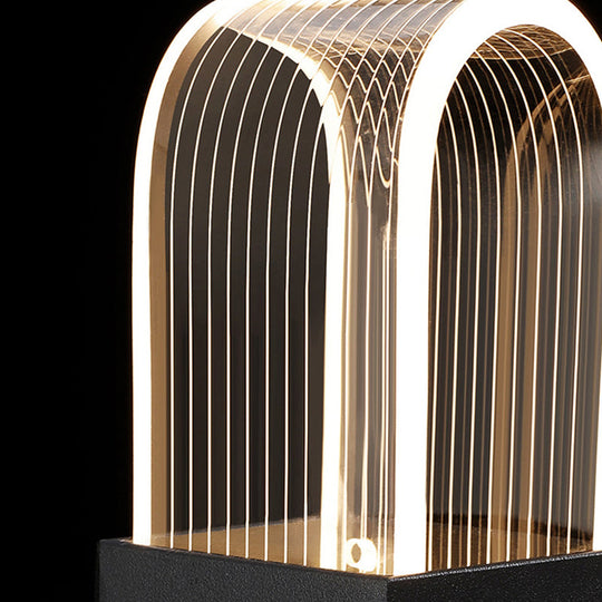 Oval Chandelier With Acrylic Heads And Black Rod For Modern Living Room - Available In Warm/White