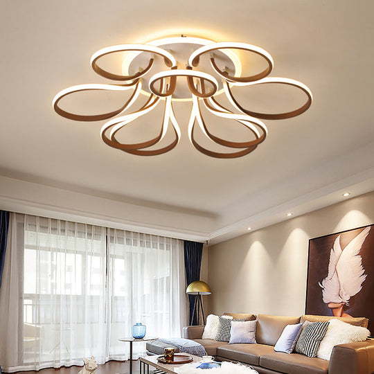 Modern Acrylic Flush Mount Ceiling Light Fixture - Bend Design 9/12 Heads Brown 38.5’/46.5’