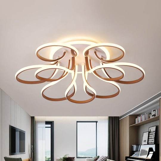 Modern Acrylic Flush Mount Ceiling Light Fixture - Bend Design 9/12 Heads Brown 38.5’/46.5’