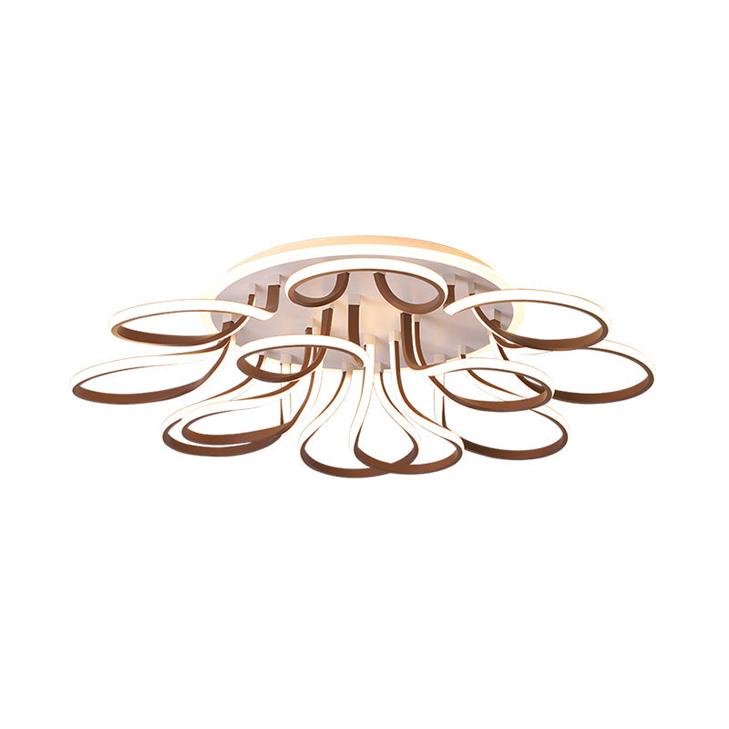 Modern Acrylic Flush Mount Ceiling Light Fixture - Bend Design 9/12 Heads Brown 38.5’/46.5’