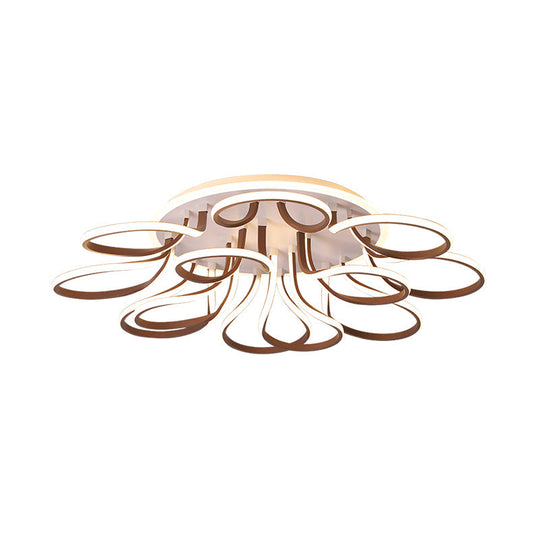 Modern Acrylic Flush Mount Ceiling Light Fixture - Bend Design 9/12 Heads Brown 38.5’/46.5’