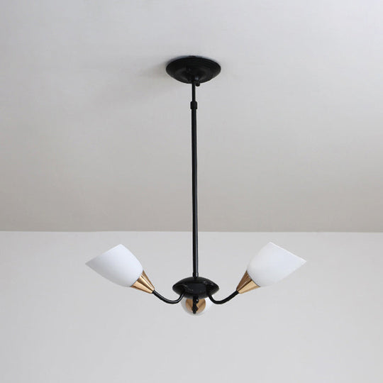 Modern Beveled Glass Chandelier - White & Black Hanging Ceiling Light With Starburst Design | 3/6/8