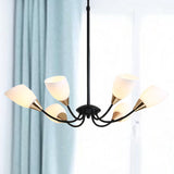 Modern Beveled Glass Chandelier With Starburst Design - Black Hanging Ceiling Light (3/6/8 Heads) 6