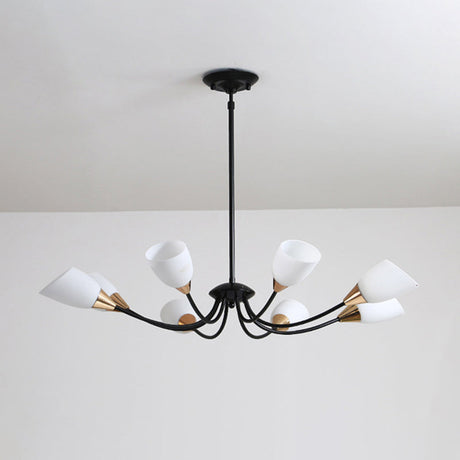 Modern Beveled Glass Chandelier With Starburst Design - Black Hanging Ceiling Light (3/6/8 Heads)