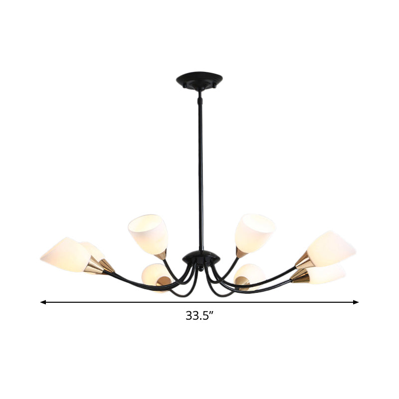 Modern Beveled Glass Chandelier - White & Black Hanging Ceiling Light With Starburst Design | 3/6/8