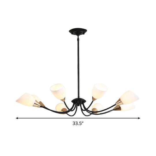 Modern Beveled Glass Chandelier With Starburst Design - Black Hanging Ceiling Light (3/6/8 Heads)