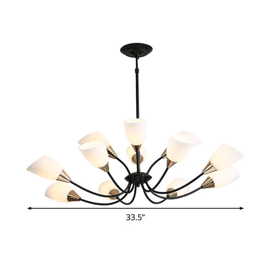 Modern Beveled Glass Chandelier - White & Black Hanging Ceiling Light With Starburst Design | 3/6/8