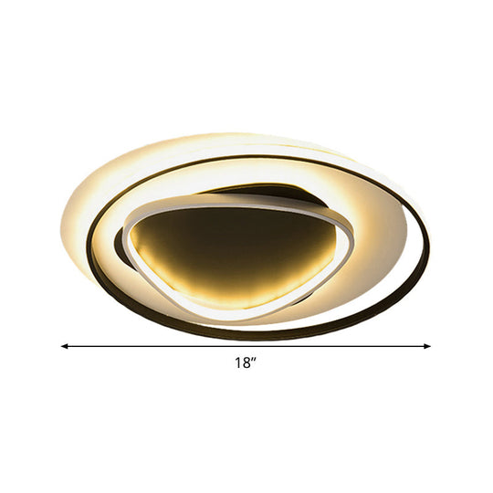 Modern Geometric Flush Mount Ceiling Light: 18’/23.5’ Wide Black Acrylic Led Warm/White Light