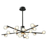 Modern Metal Chandelier Light Fixture - Radial Design 6/10/15 Lights Black With Clear Glass Bubble