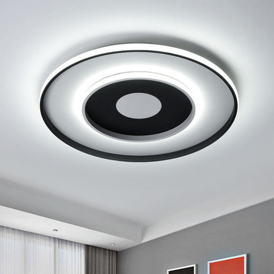 Modern Black Acrylic Circle Ceiling Light Fixture - 18/23.5 Wide Flush Mount With Warm/White/3 Color