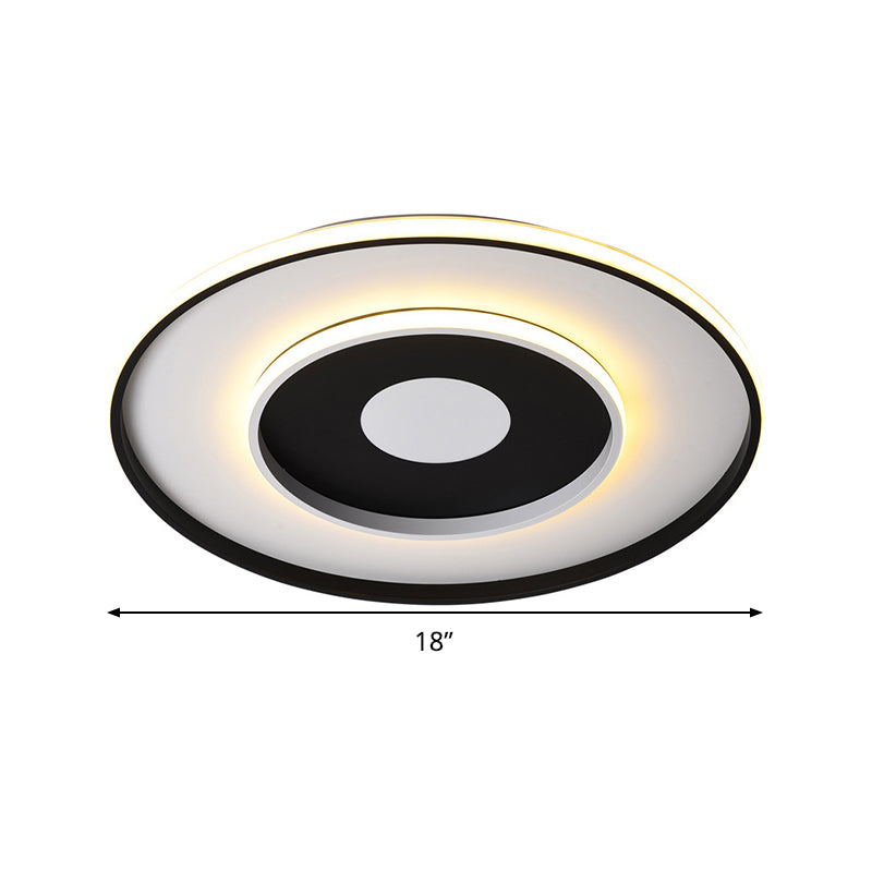 Modern Black Acrylic Circle Ceiling Light Fixture - 18’/23.5’ Wide Flush Mount With