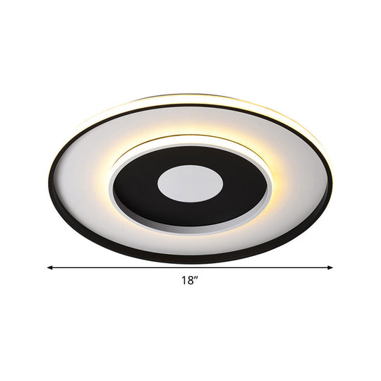 Modern Black Acrylic Circle Ceiling Light Fixture - 18/23.5 Wide Flush Mount With Warm/White/3 Color