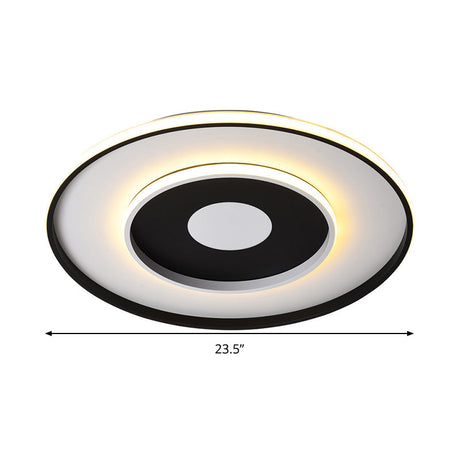Modern Black Acrylic Circle Ceiling Light Fixture - 18/23.5 Wide Flush Mount With Warm/White/3 Color