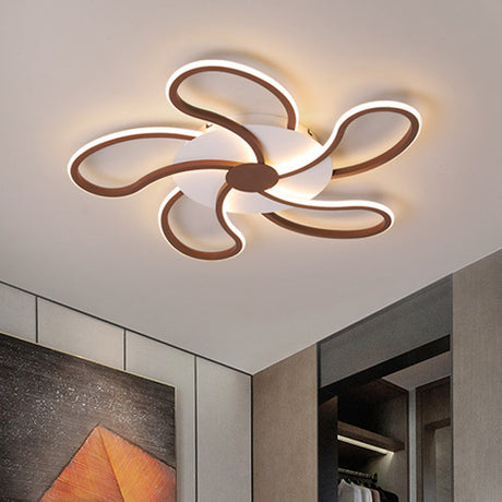 Contemporary Brown Acrylic Flush Light Fixture - Flower Design 5/6/7 Heads Ceiling Mounted