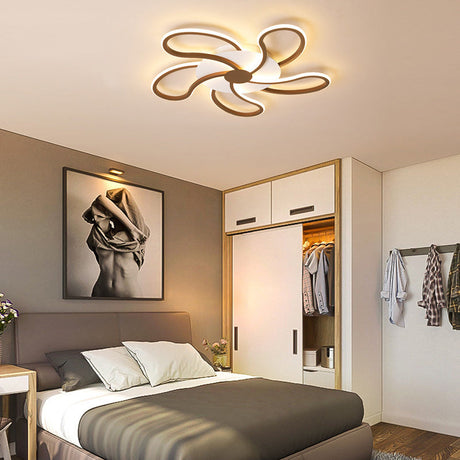 Contemporary Brown Acrylic Flush Light Fixture - Flower Design 5/6/7 Heads Ceiling Mounted
